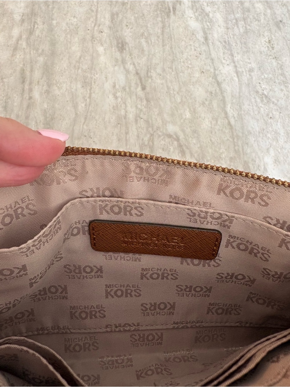 Michael Kors Brown Saffiano Leather Clutch with Gold Hardware - Picture 5 of 6